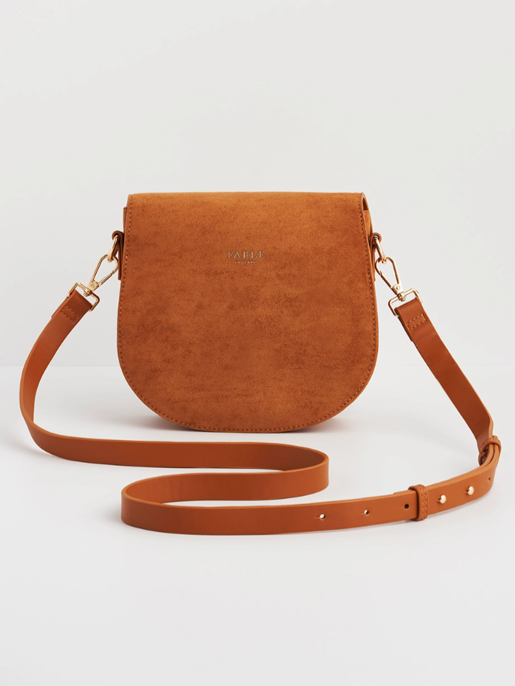 •DELICATE FLORAL• embroidered suede saddle bag