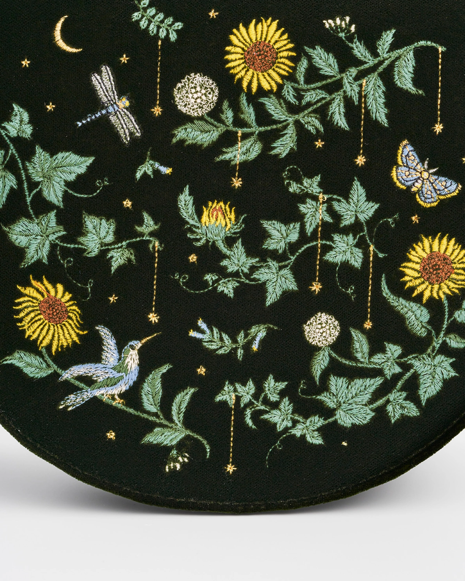 •SUNFLOWER• embroidered velvet saddle bag