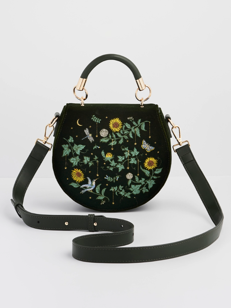•SUNFLOWER• embroidered velvet saddle bag
