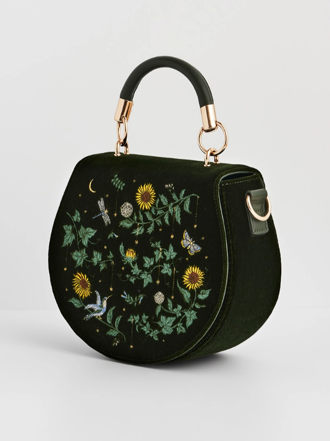 •SUNFLOWER• embroidered velvet saddle bag