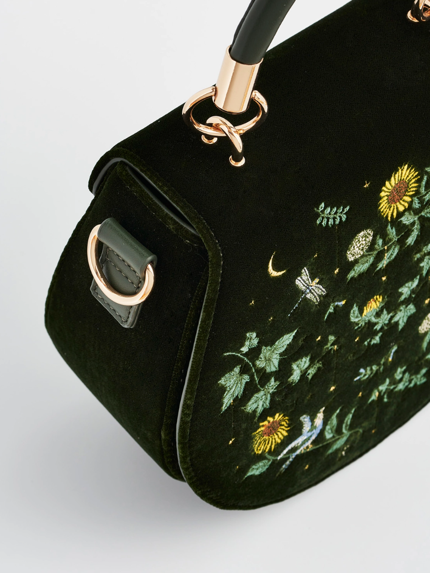 •SUNFLOWER• embroidered velvet saddle bag