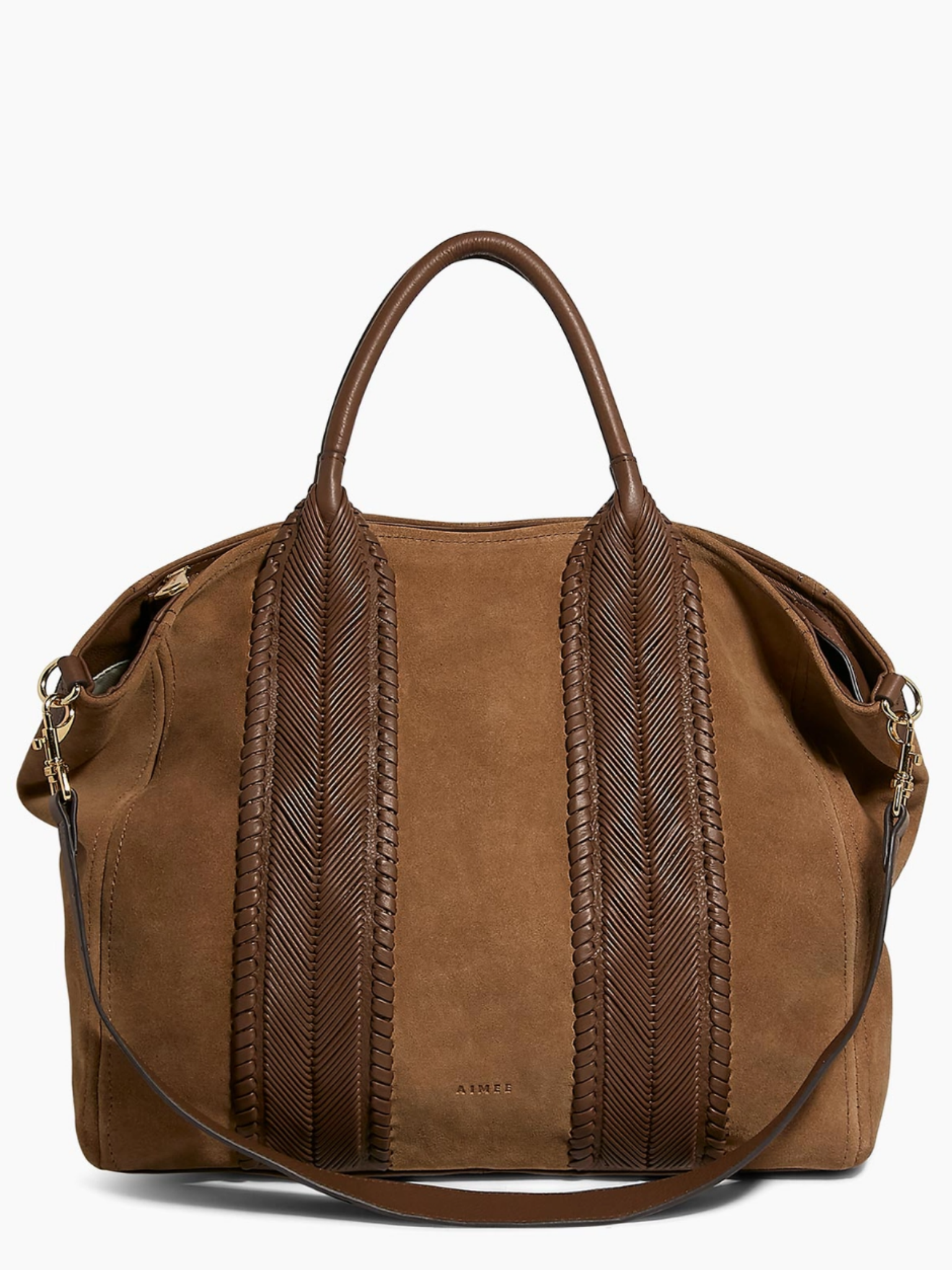 •ALL FOR LOVE• cocoa woven suede shoulder/tote bag