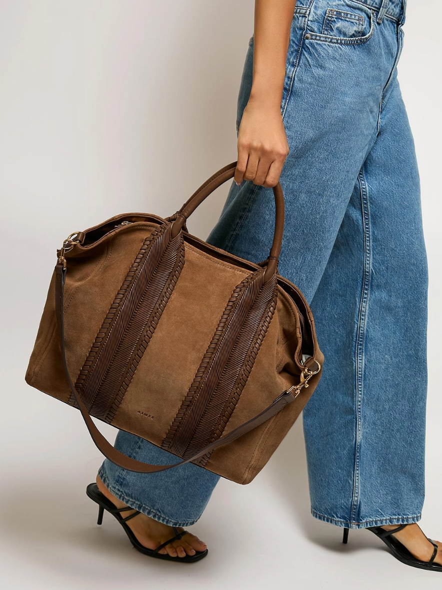 •ALL FOR LOVE• cocoa woven suede shoulder/tote bag