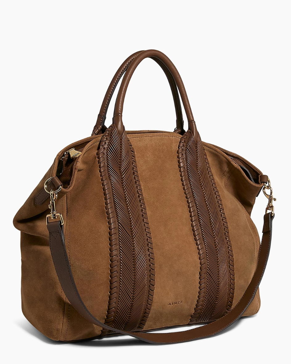 •ALL FOR LOVE• cocoa woven suede shoulder/tote bag