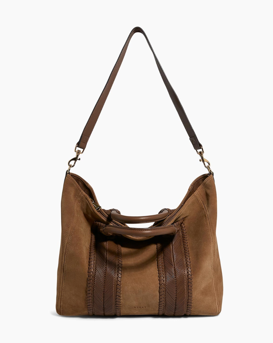 •ALL FOR LOVE• cocoa woven suede shoulder/tote bag