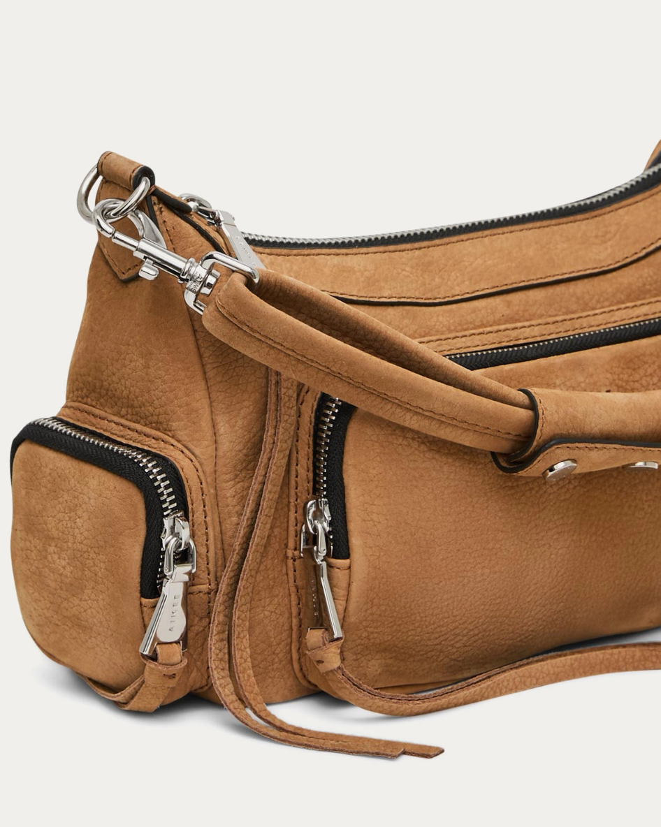 •AWAY WE GO• brown sugar nubuck crossbody/shoulder bag