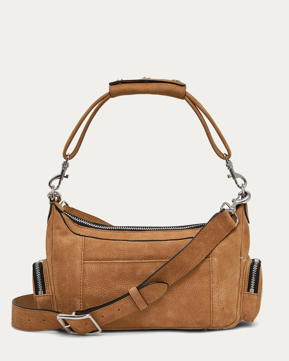 •AWAY WE GO• brown sugar nubuck crossbody/shoulder bag