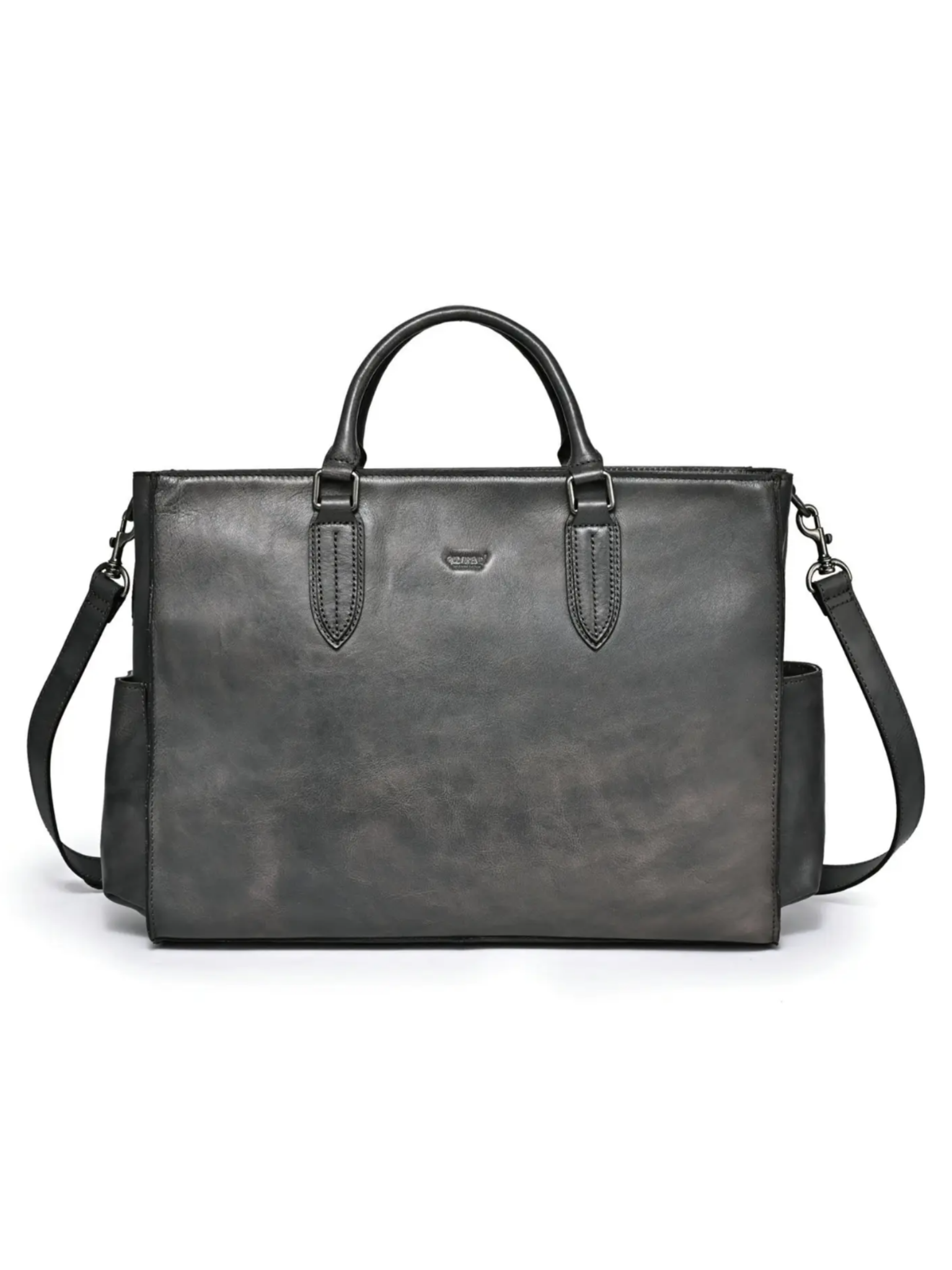 •DUBLIN• grey leather shoulder/tote bag
