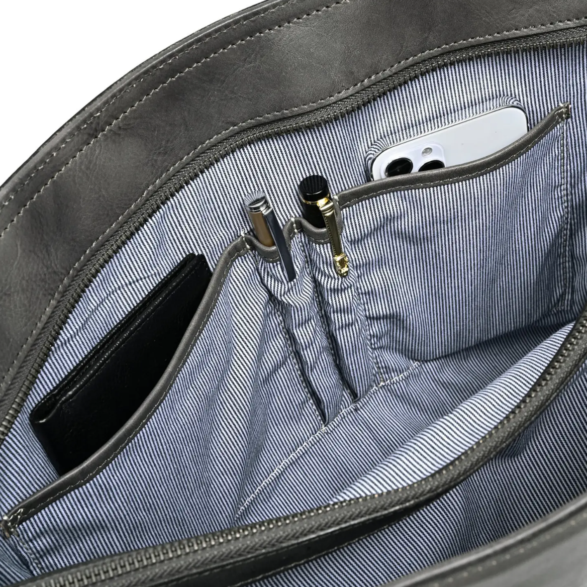 •DUBLIN• grey leather shoulder/tote bag