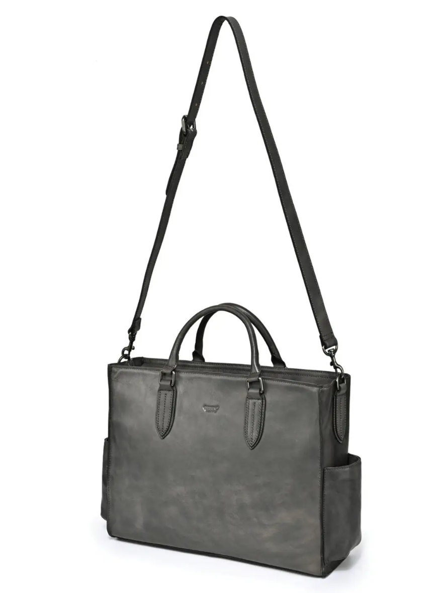 •DUBLIN• grey leather shoulder/tote bag