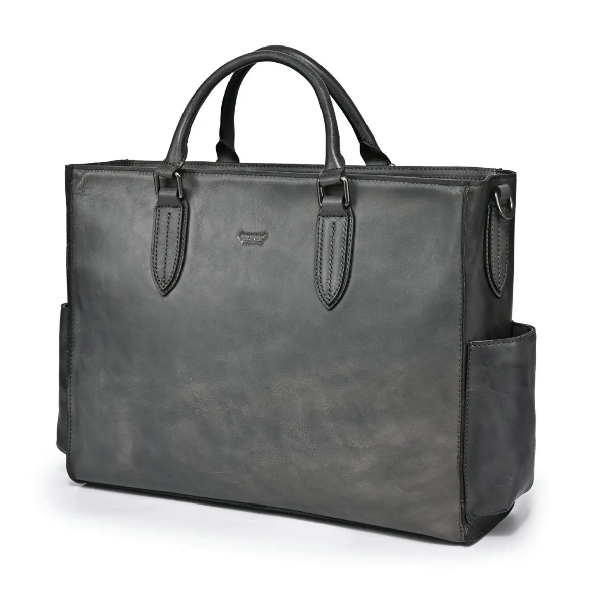 •DUBLIN• grey leather shoulder/tote bag