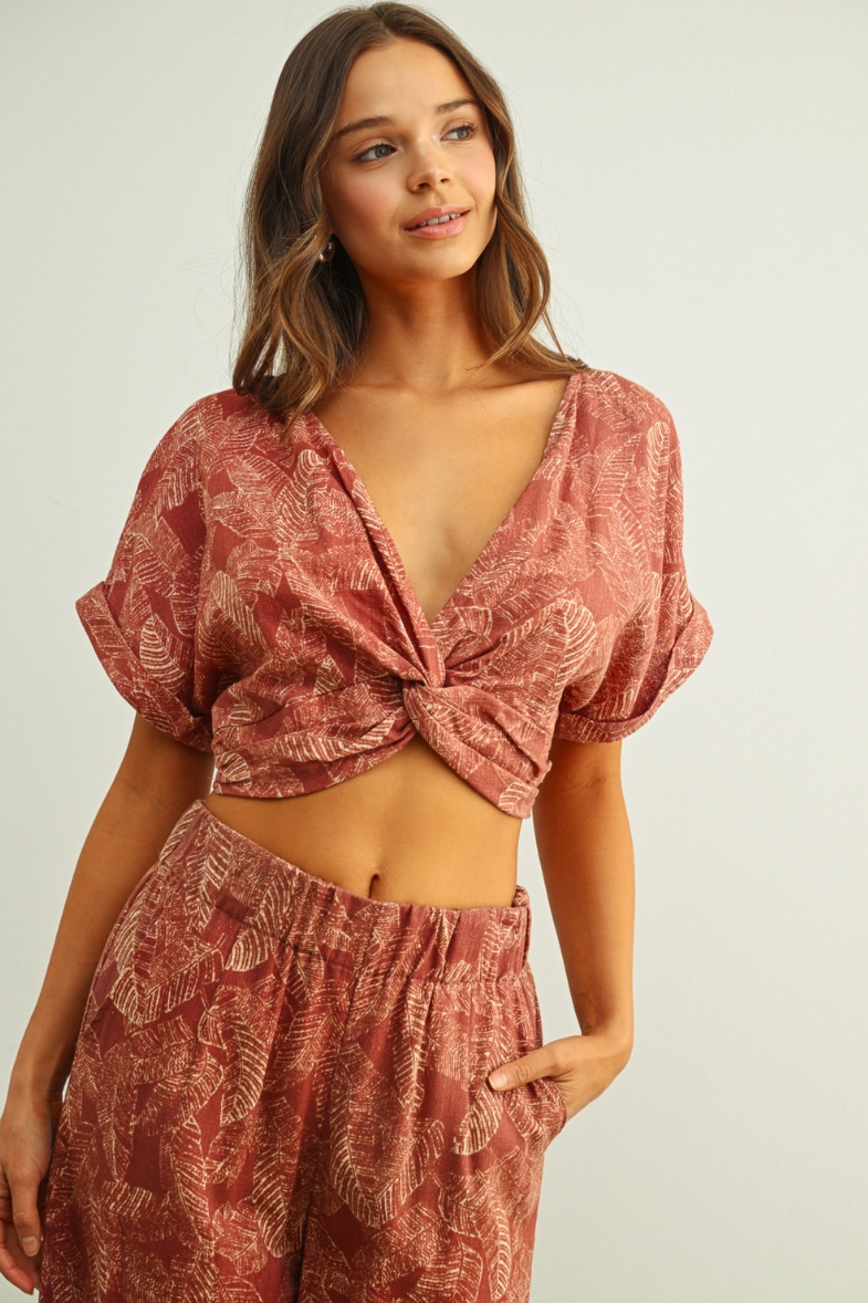 •TERRA - TERRACOTTA• linen blend top & pants separates