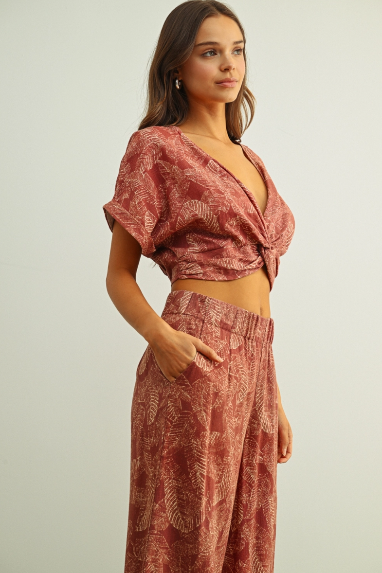 •TERRA - TERRACOTTA• linen blend top & pants separates
