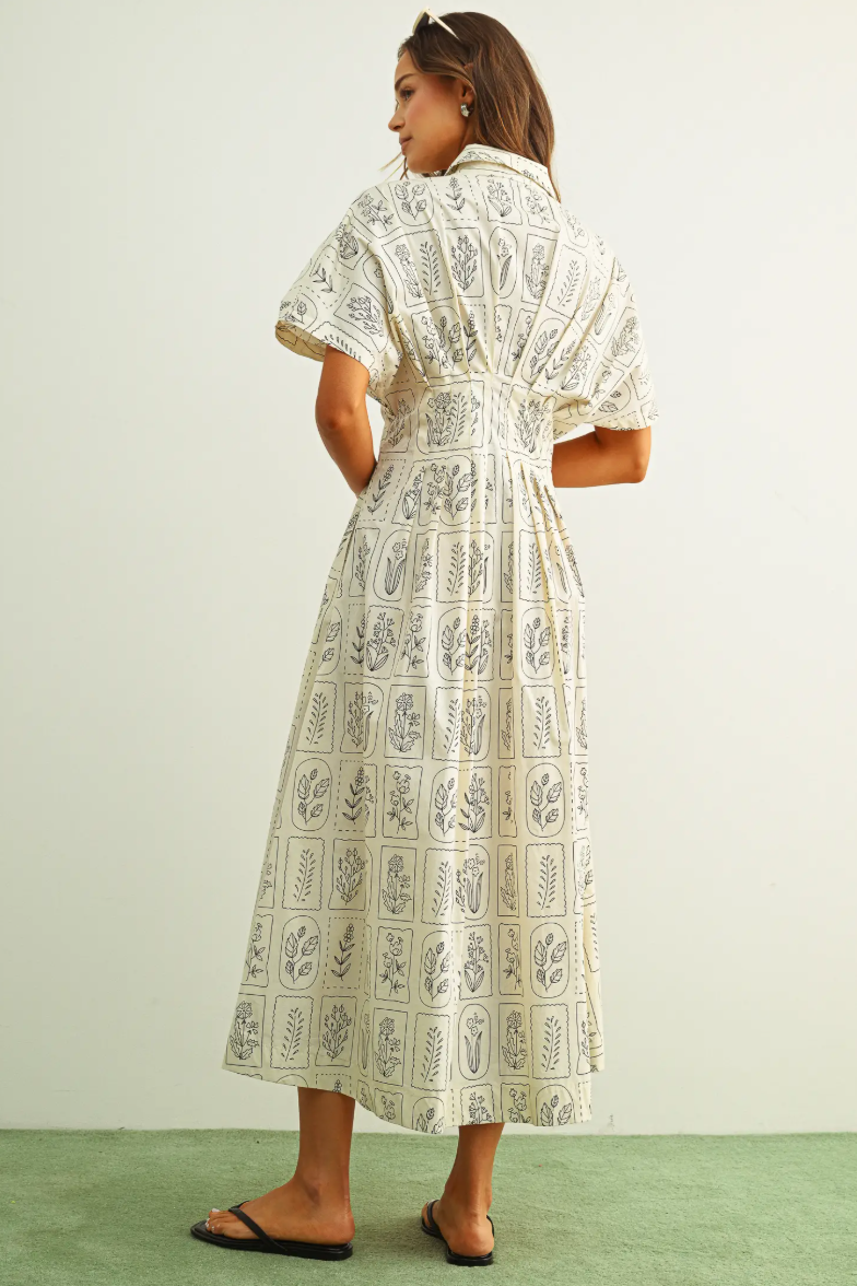 •MABEL• floral pleated cotton midi dress