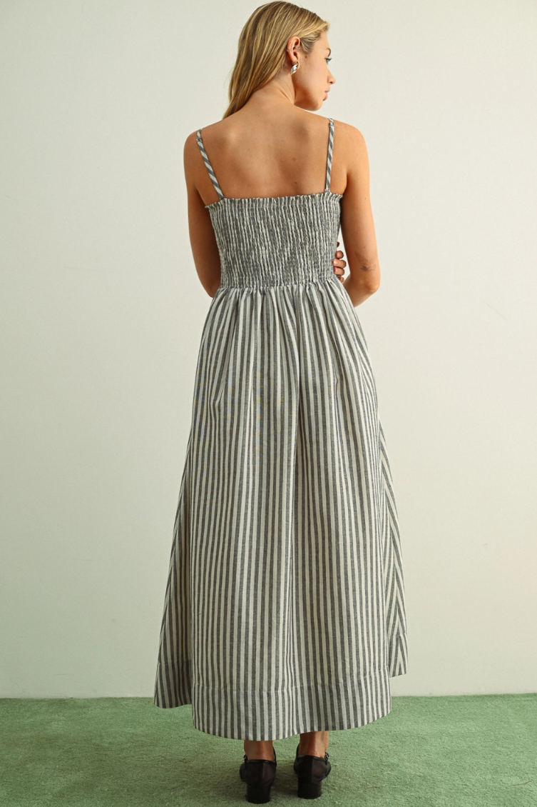 •EMMYLOU• striped smocked midaxi dress