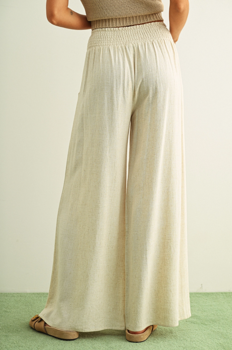 •SKYE• linen blend smocked waist pants