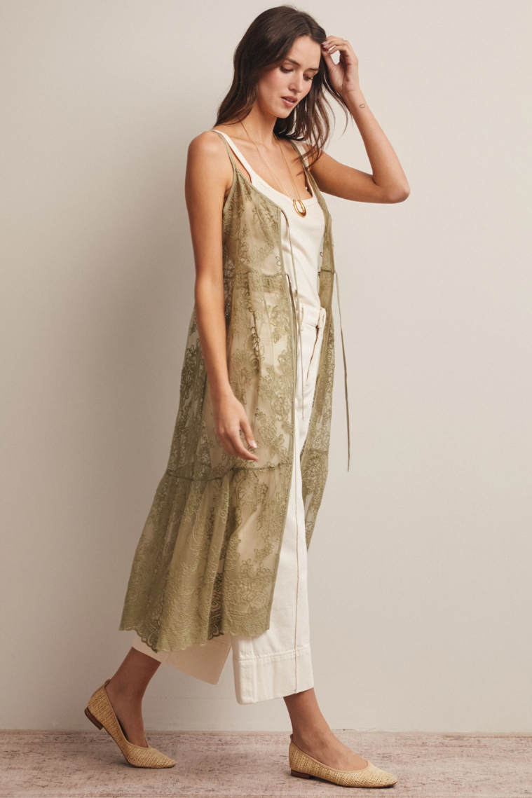 •ELOISE• embroidered lace sleeveless duster