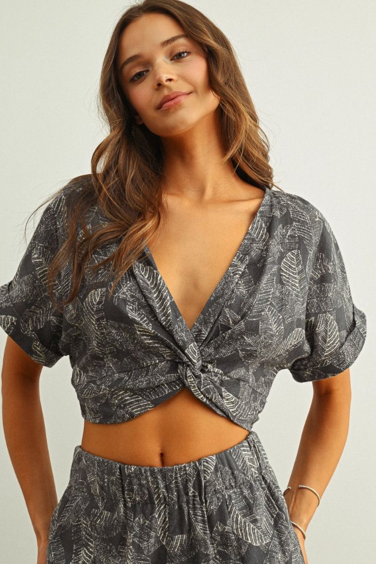 •TERRA - CHARCOAL• linen blend top & pants separates