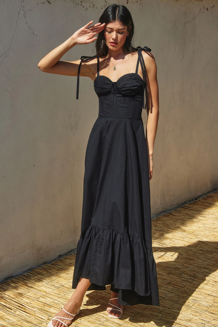 •SALMA• cotton poplin corset maxi dress