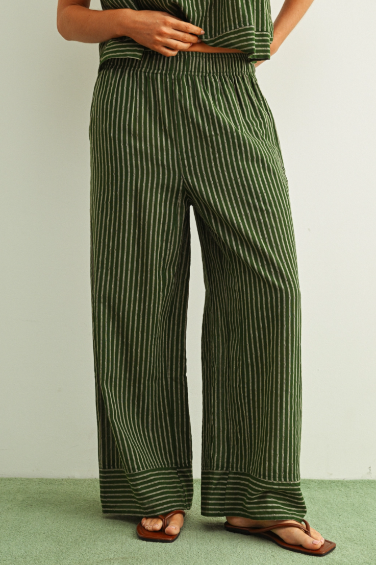 •NOVIA• striped cotton wide leg pants