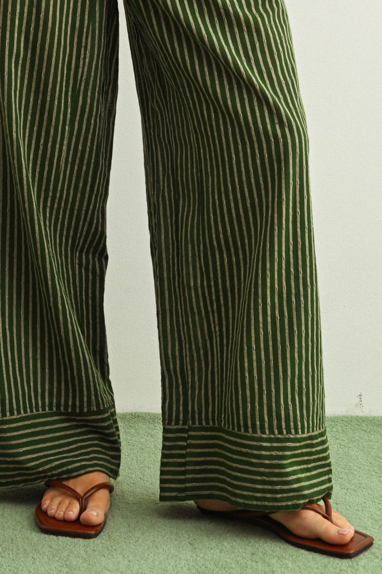 •NOVIA• striped cotton wide leg pants