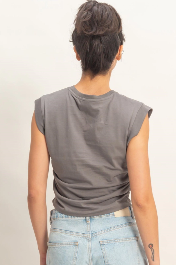 •RHEA• ruched sides cotton top