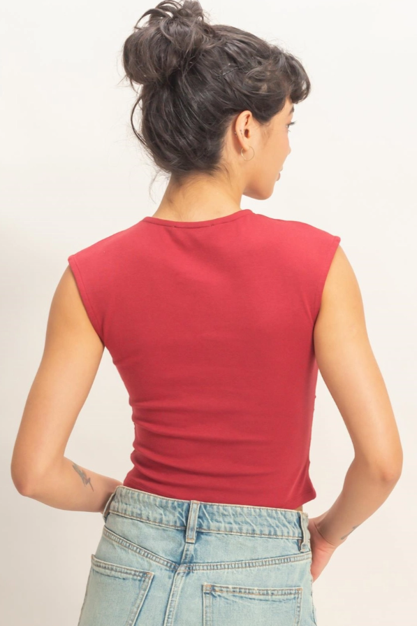 •LITA• ruched sides cotton blend top