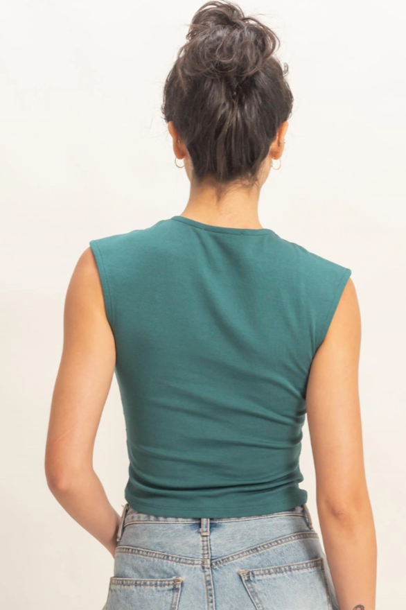 •LITA• ruched sides cotton blend top