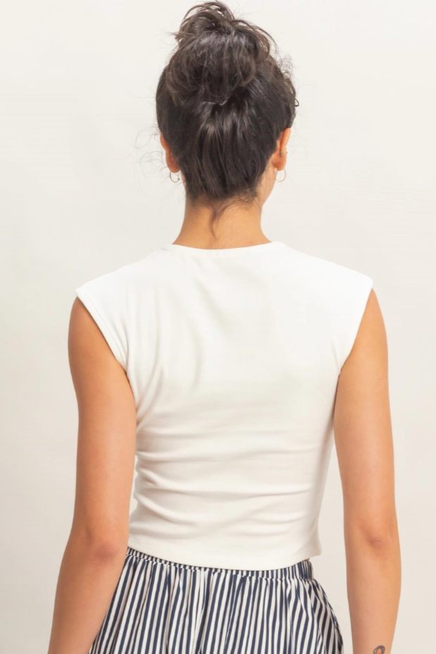 •LITA• ruched sides cotton blend top