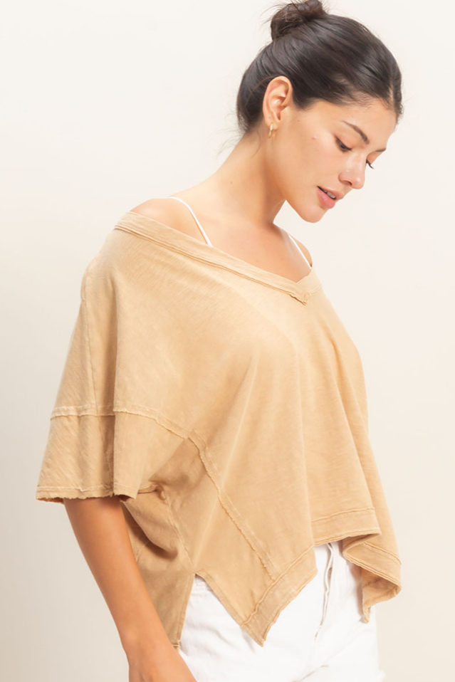 •RUE• mineral washed V-neck tee