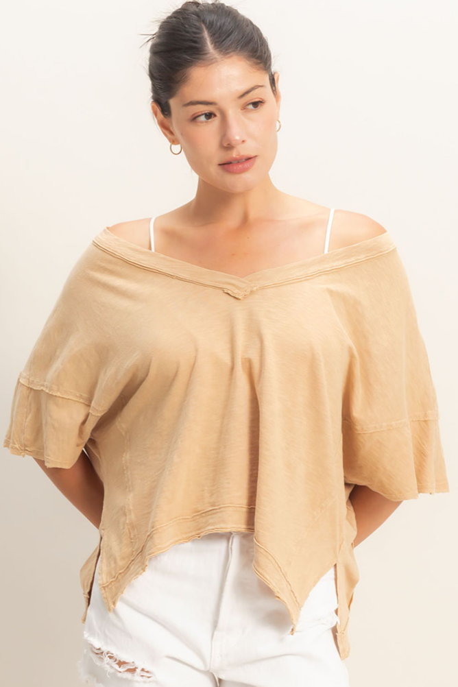 •RUE• mineral washed V-neck tee