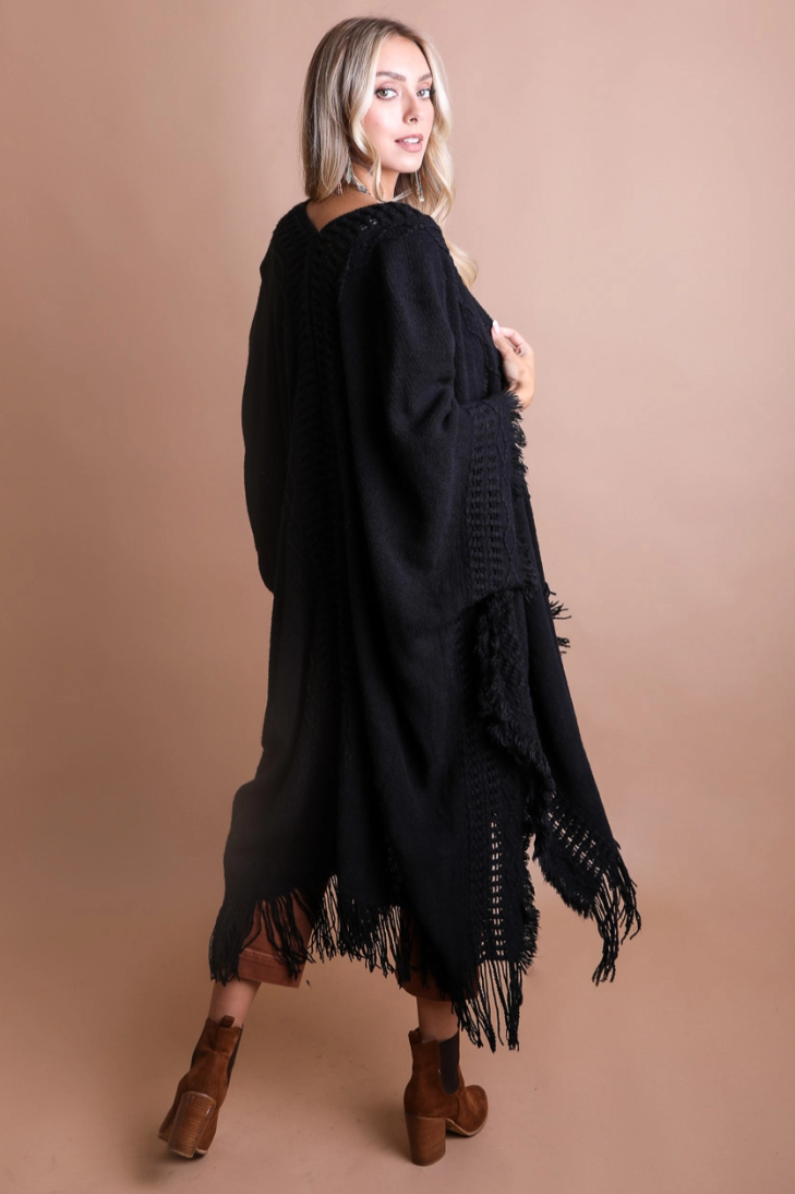 •JONI• crochet fringe ruana style cardi