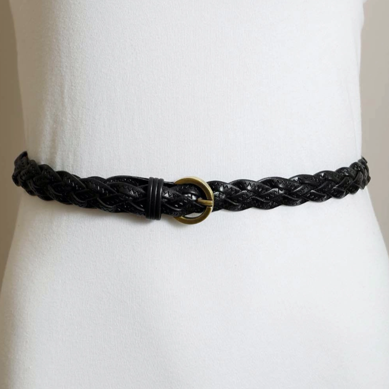 •BELT• skinny braided leather