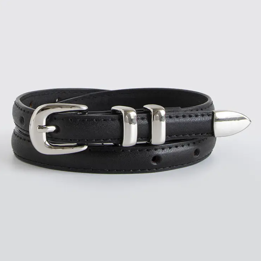 •BELT• skinny leather with end tip