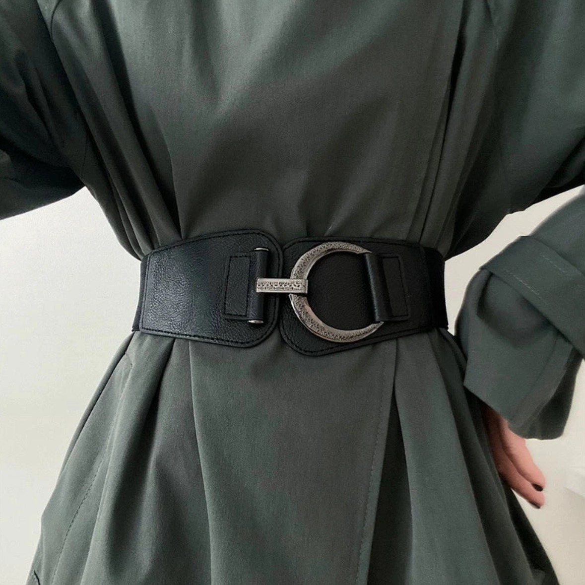 •BELT• leather stretchy wide waist