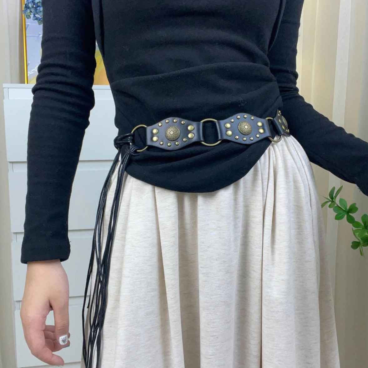 •BELT• leather concho style