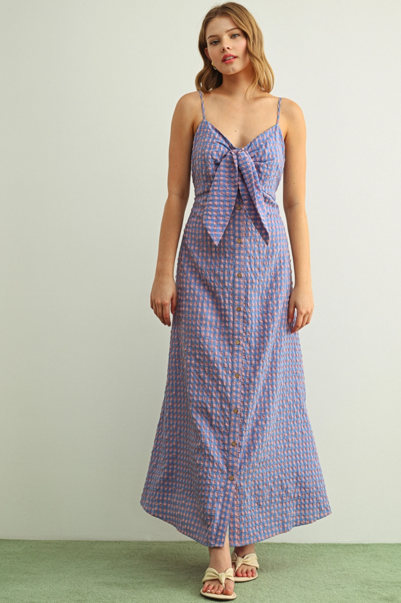 •CATHERINE• gingham button up cotton maxi dress
