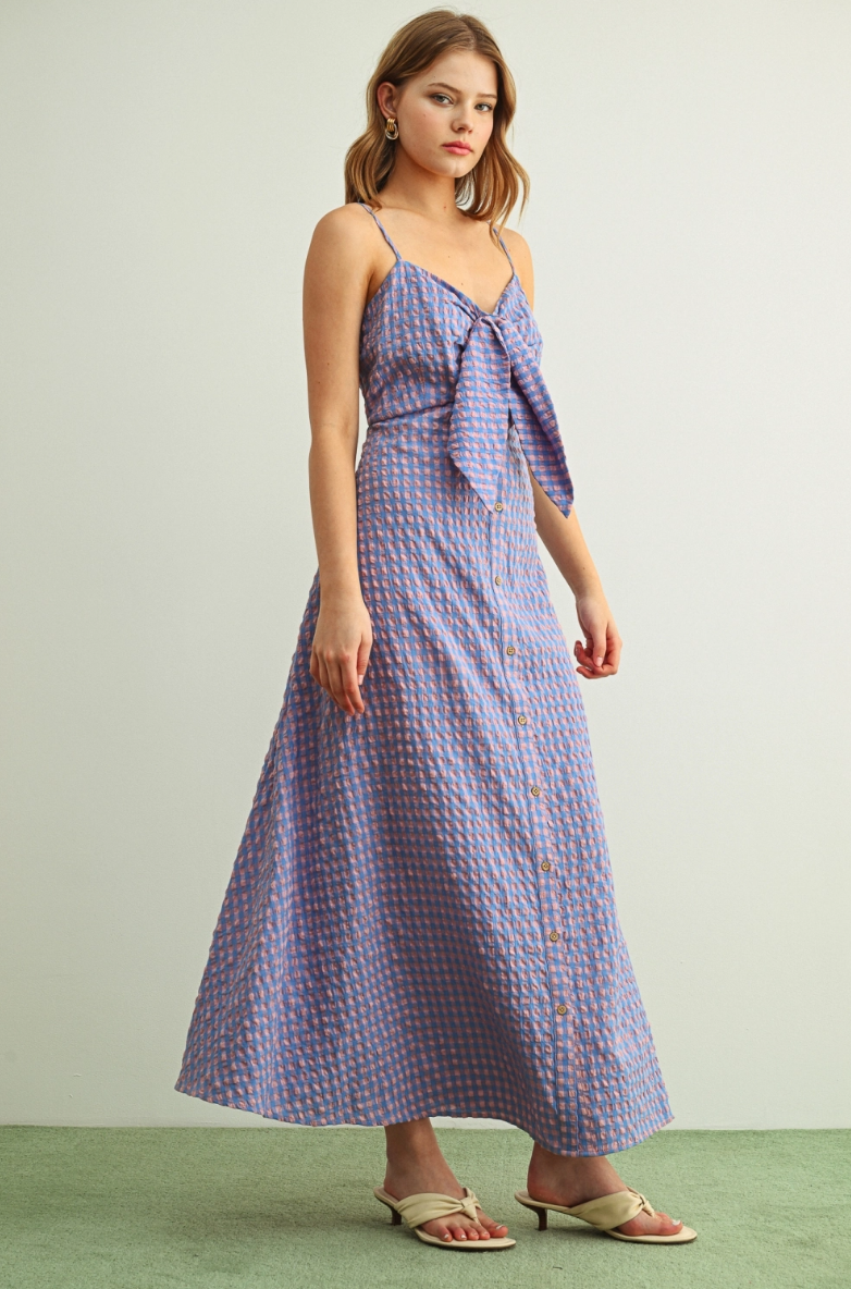 •CATHERINE• gingham button up cotton maxi dress