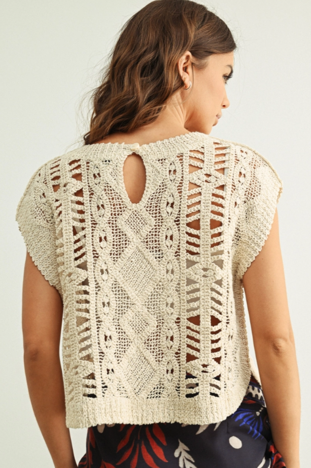 •LORNA• open crochet knit top