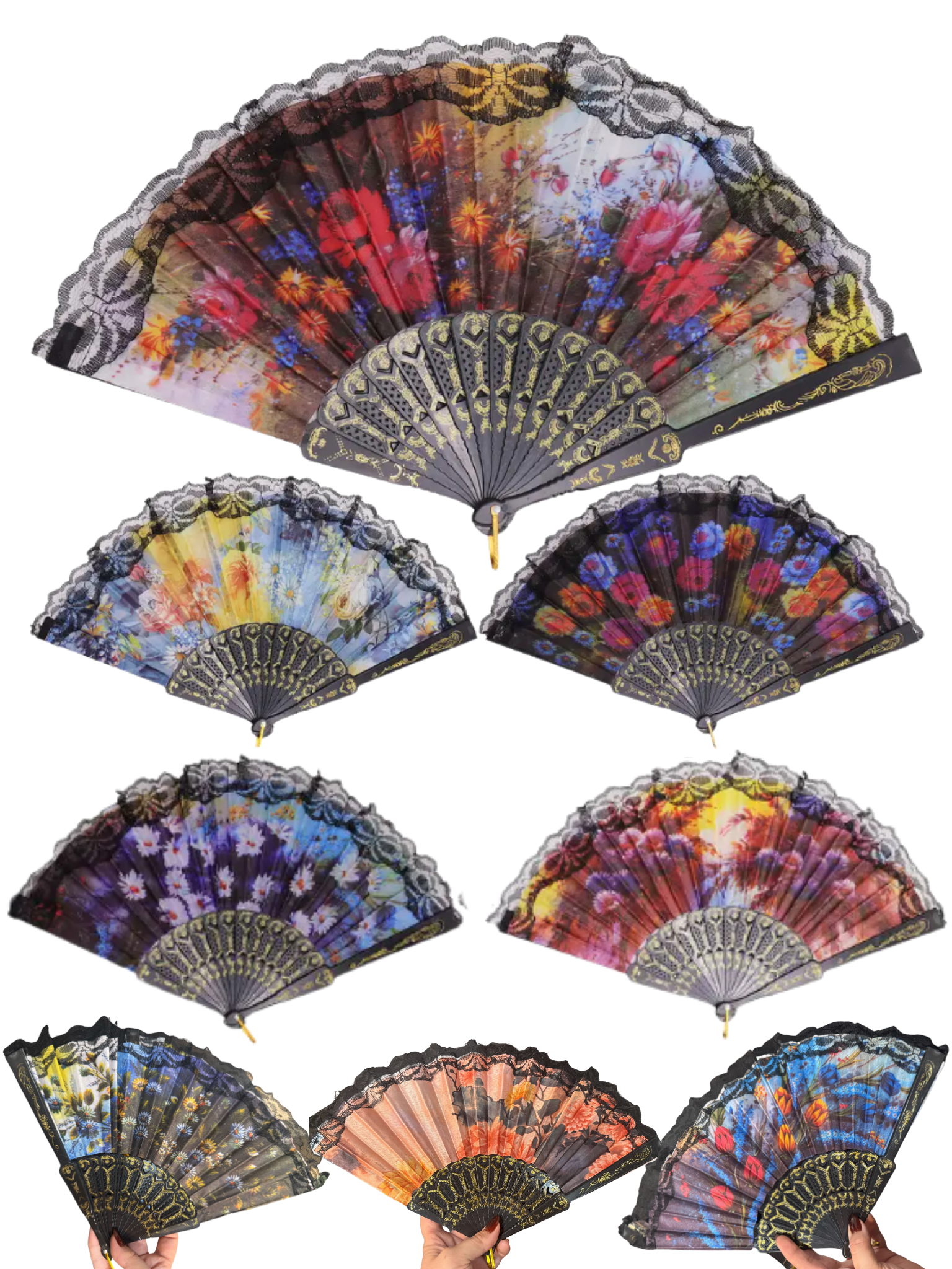 •LOVETT• goth lace floral folding fan
