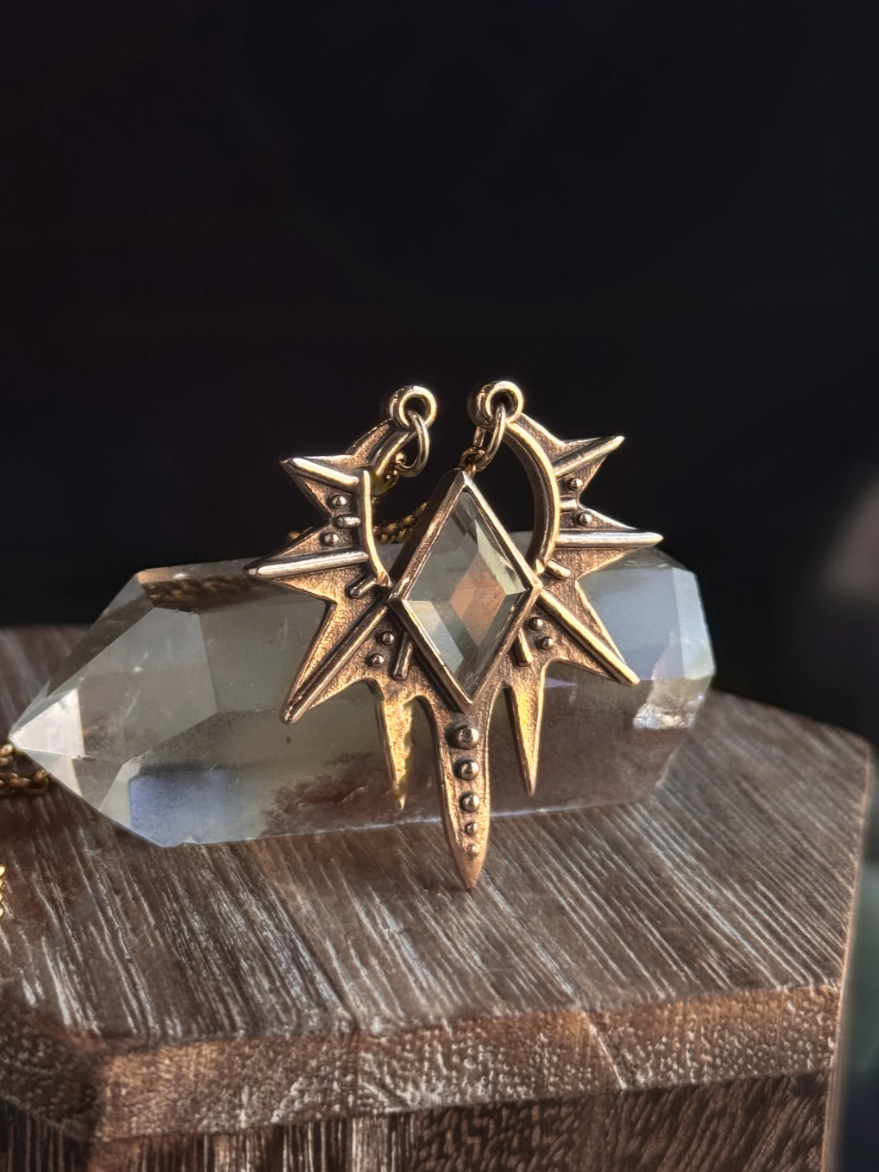 •STARLING• clear quartz + gold necklace (16" long)