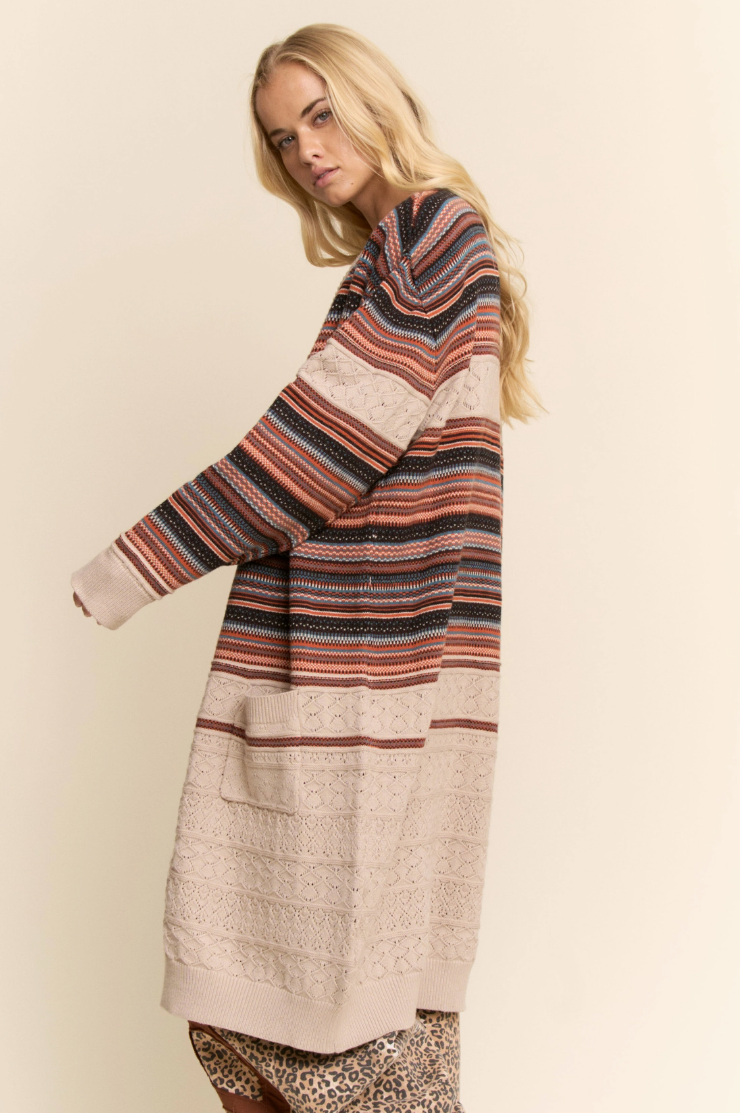 •PRESTON• striped textured knit cardigan
