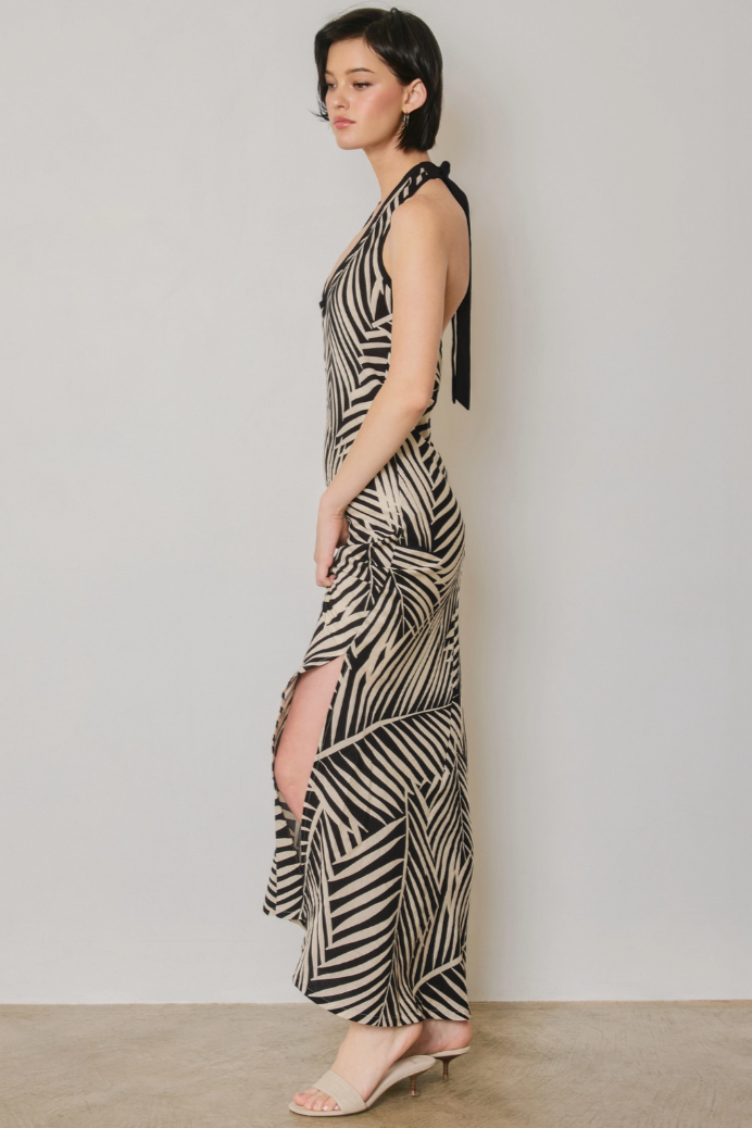•BRISA• tropical halter maxi dress