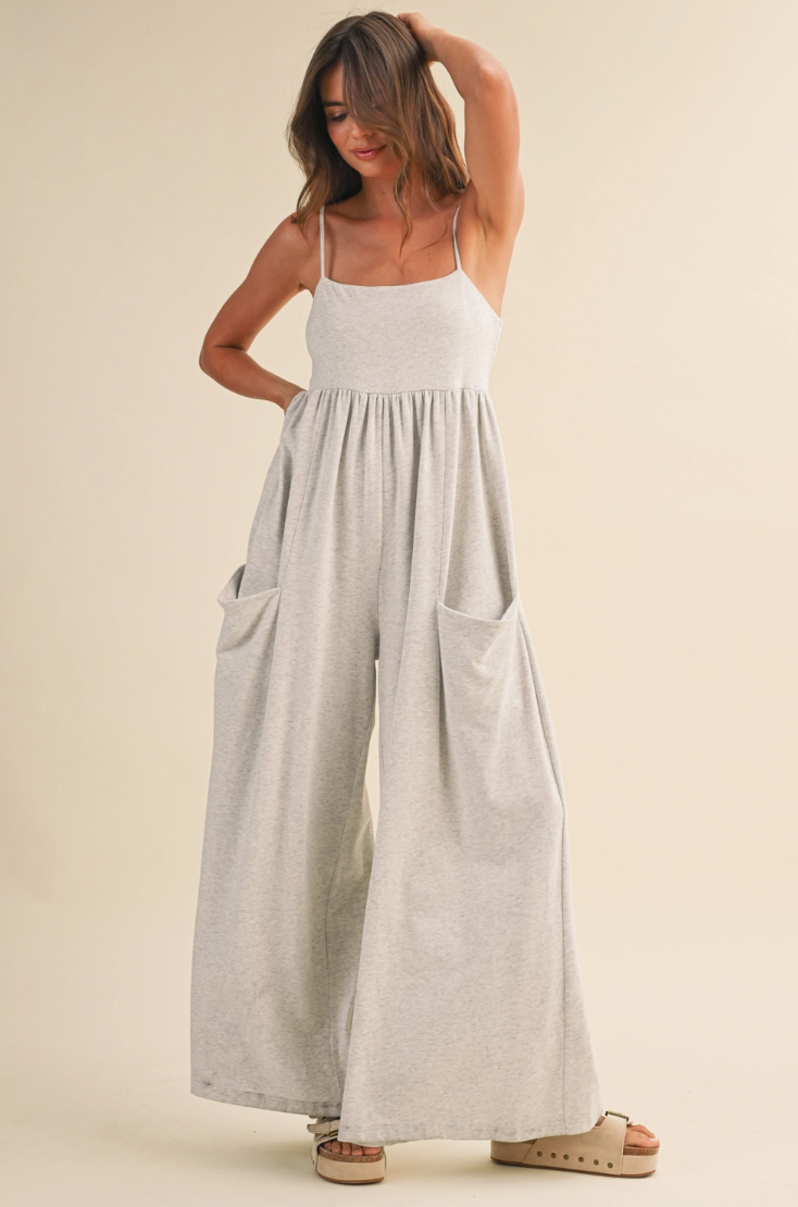 •IZLA - CLOUD• cotton blend stretch knit jumpsuit