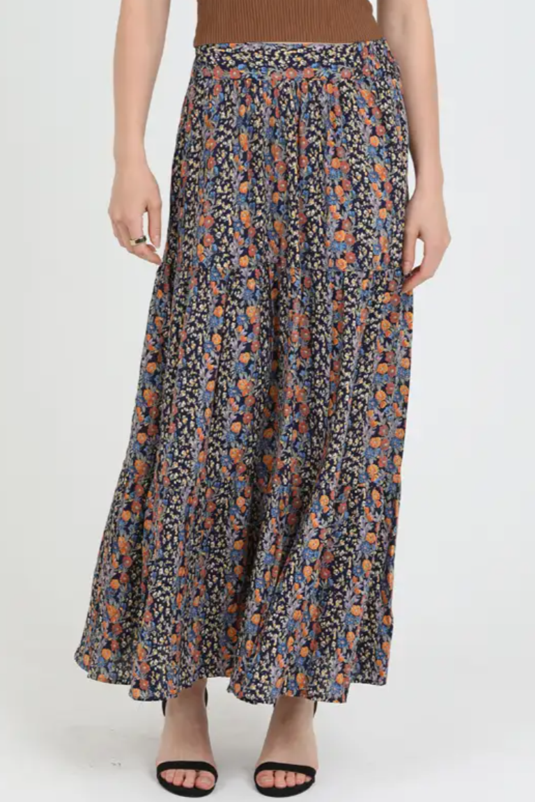 •OCTAVIA• leg slit floral maxi skirt