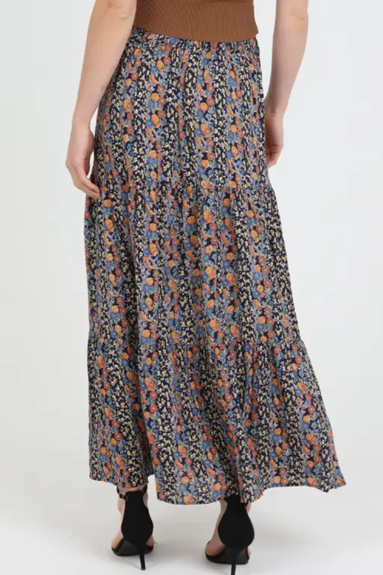 •OCTAVIA• leg slit floral maxi skirt