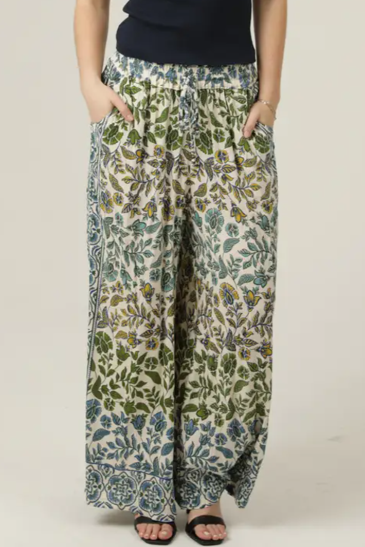 •ANALISE• floral drawstring waist pants