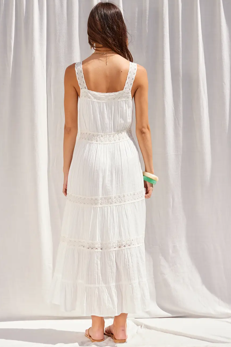 •DINA• lace tiered cotton blend midaxi dress