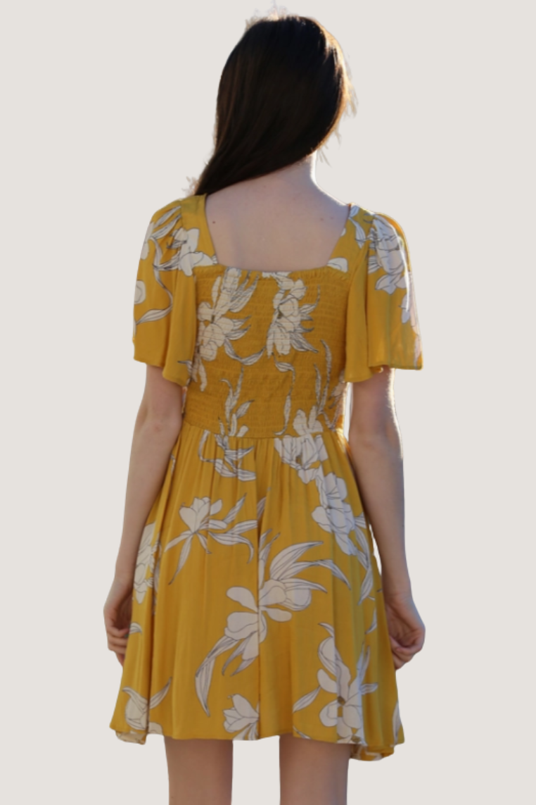 •MAGNOLIA• twist front flutter sleeve mini dress