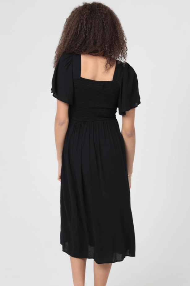 •BRANWEN• solid twist front midi dress